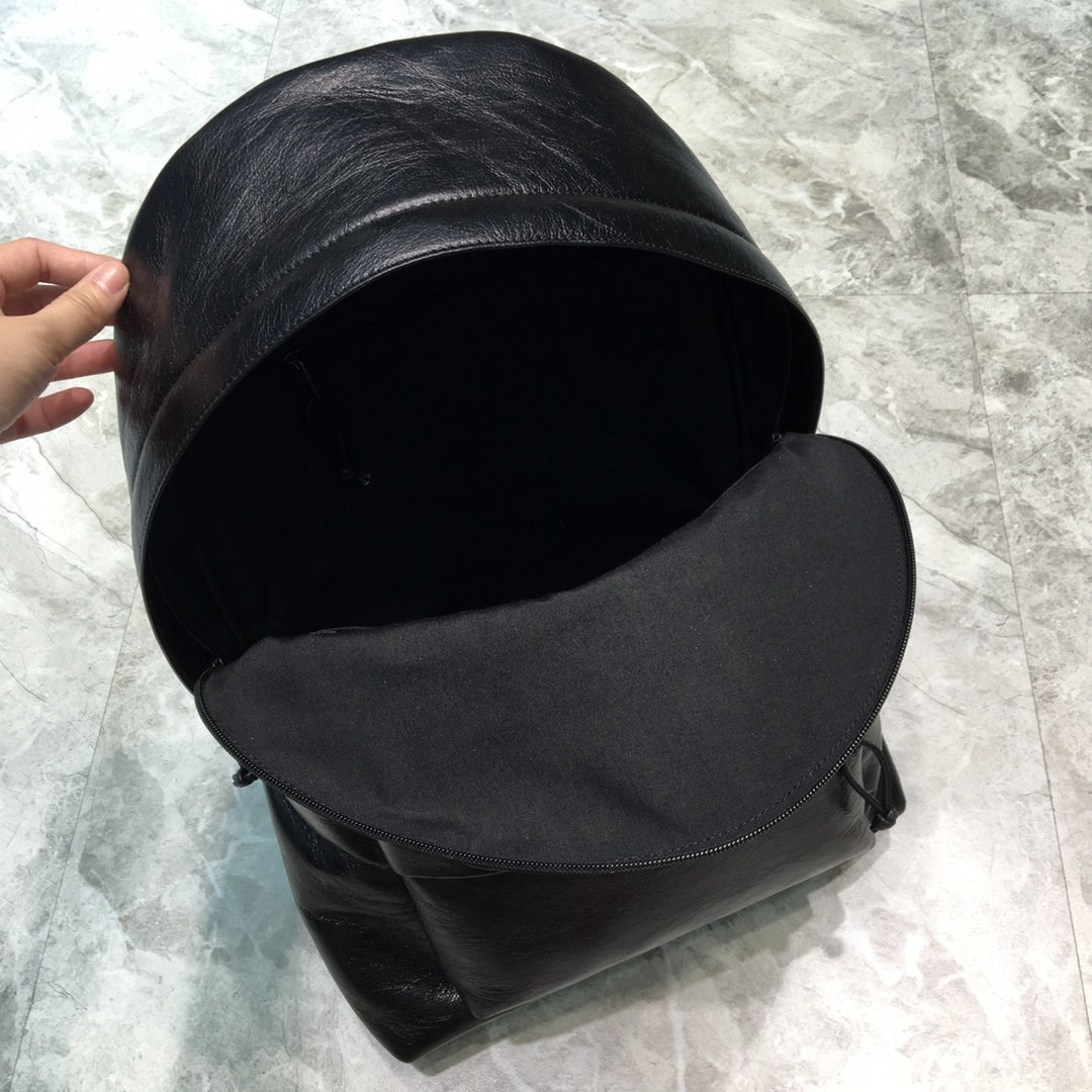巴黎世-雙肩後背包 男女同款 黑色小牛皮