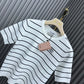 穆M家-2404 24新品上架圓領條紋短袖TEE 白色