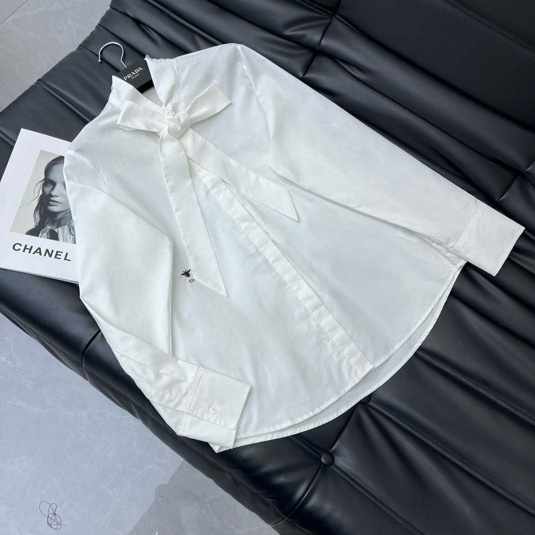 迪D家-2403 24新品上架飄帶襯衫 白色