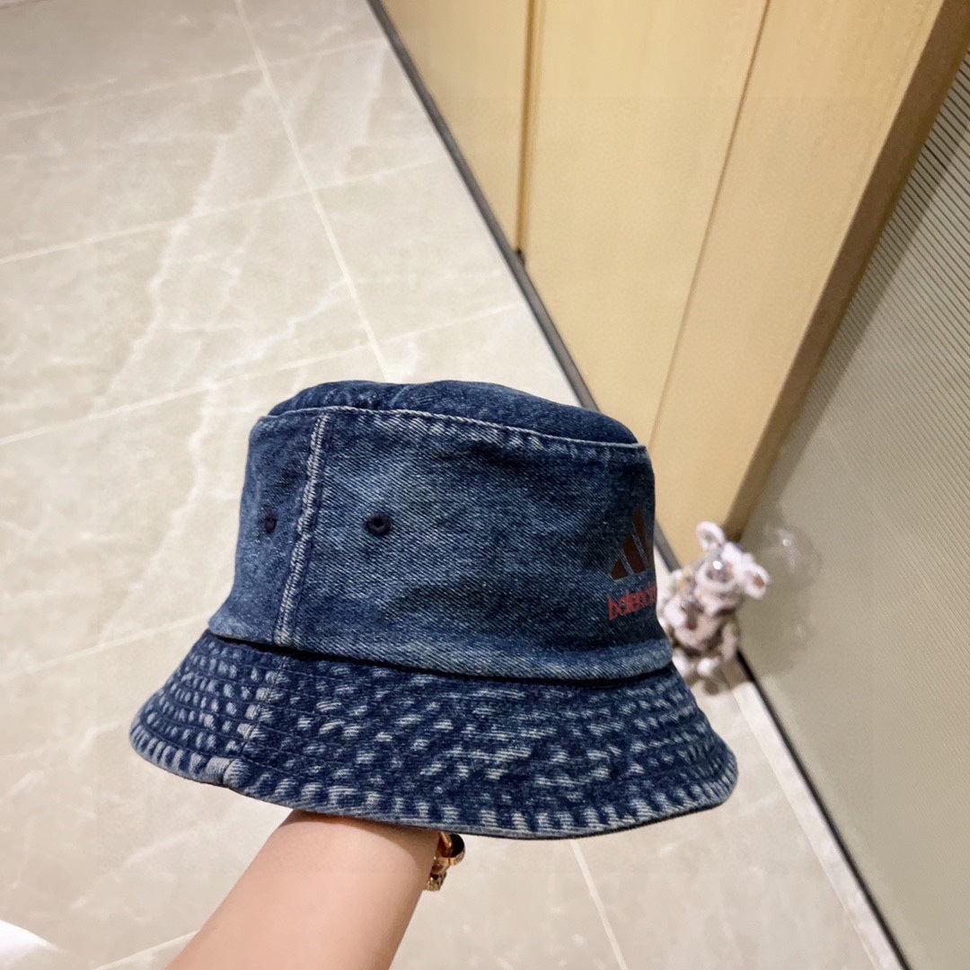 巴黎世-2023新款復古水洗牛仔男女款漁夫帽 水洗藍