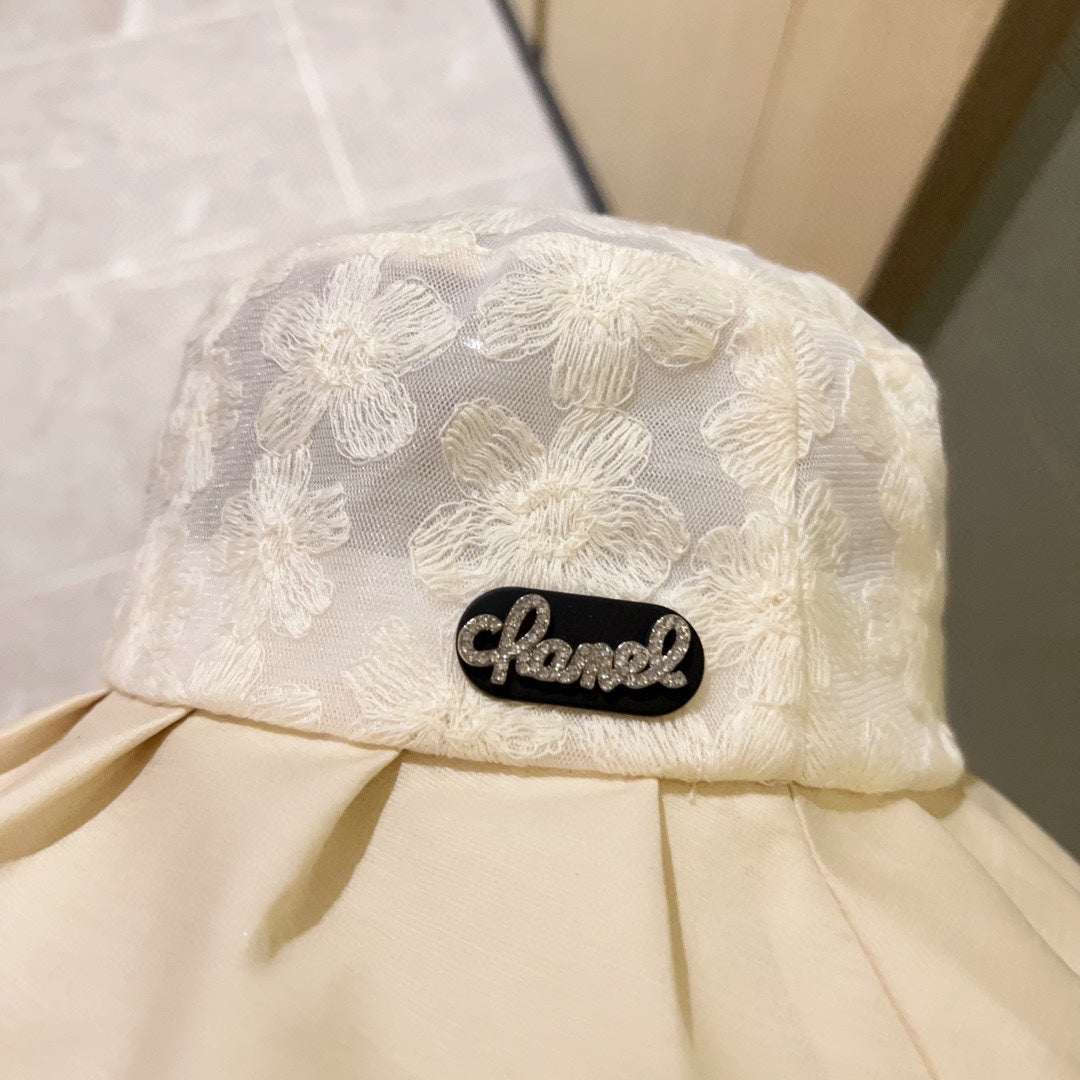小香家-2023春夏新款 蕾絲漁夫帽 白色