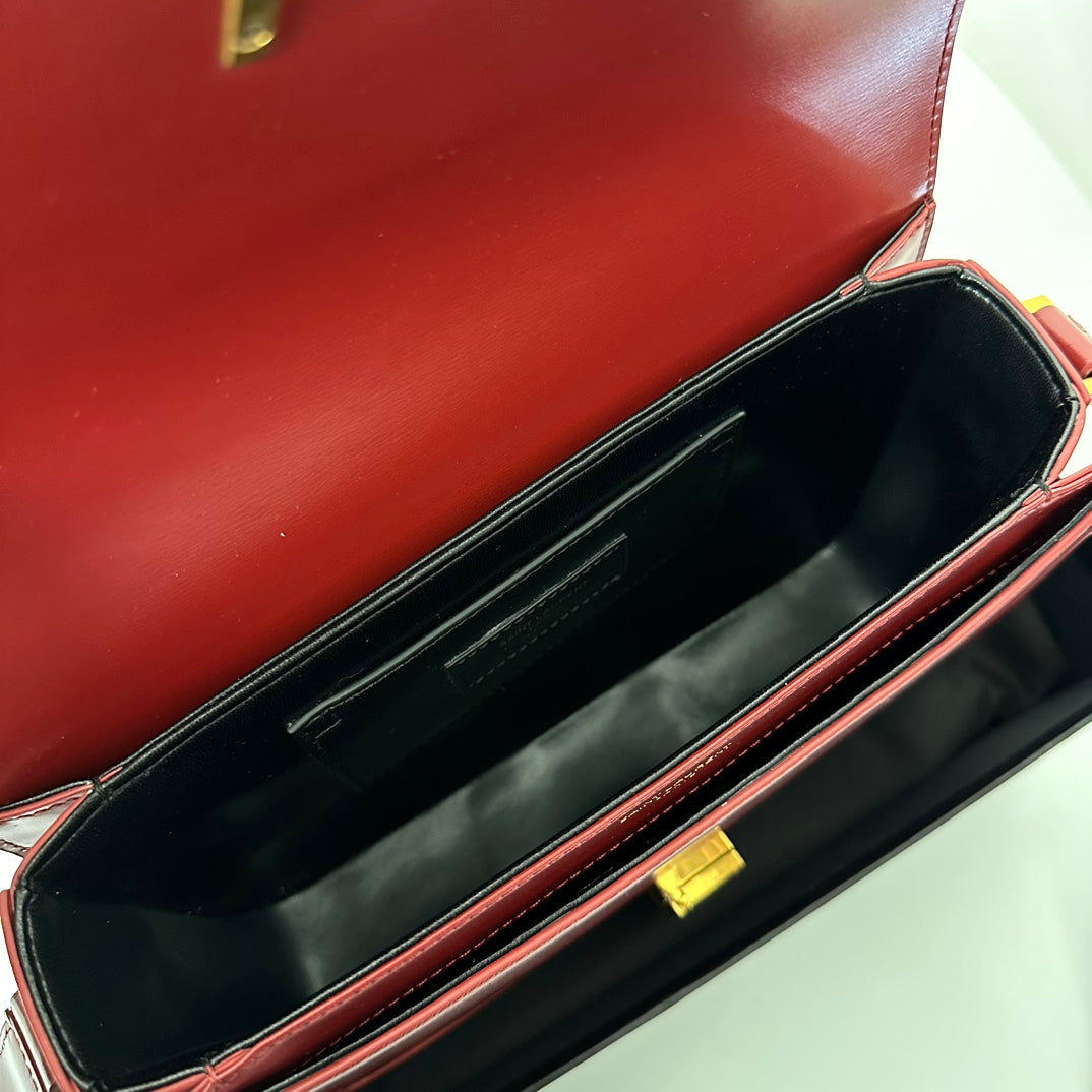 聖Y羅-BOX SAINT LAURENT 豆腐包 大號 酒紅色