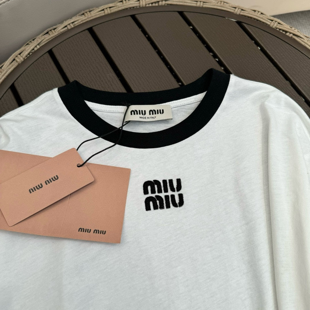 穆M家-2404  24春夏新款學院風logo長袖TEE