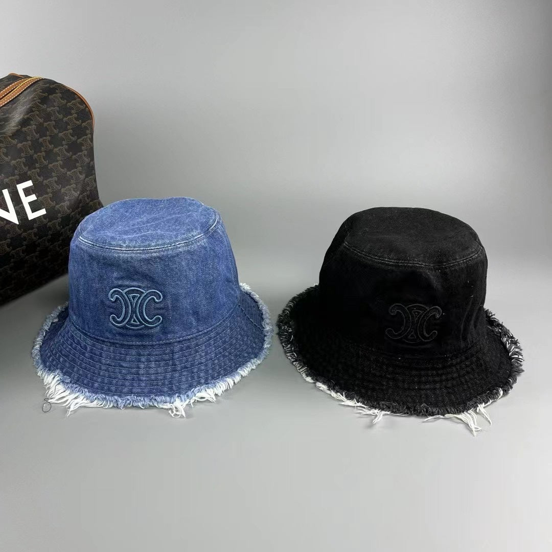 賽C家-新款水洗牛仔刺繡漁夫帽