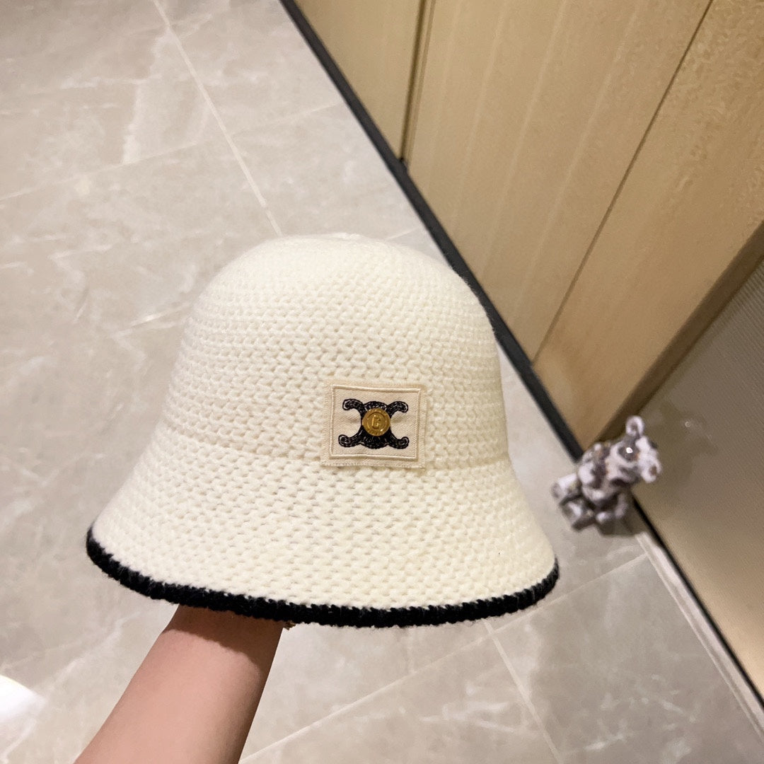 賽C家-2023新款小香風毛邊漁夫帽 白色