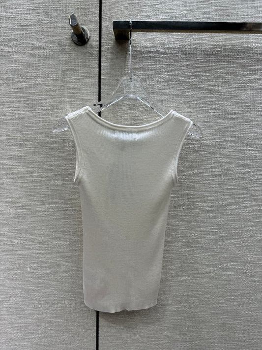迪D家-2403 刺繡CD字母針織小背心 白色