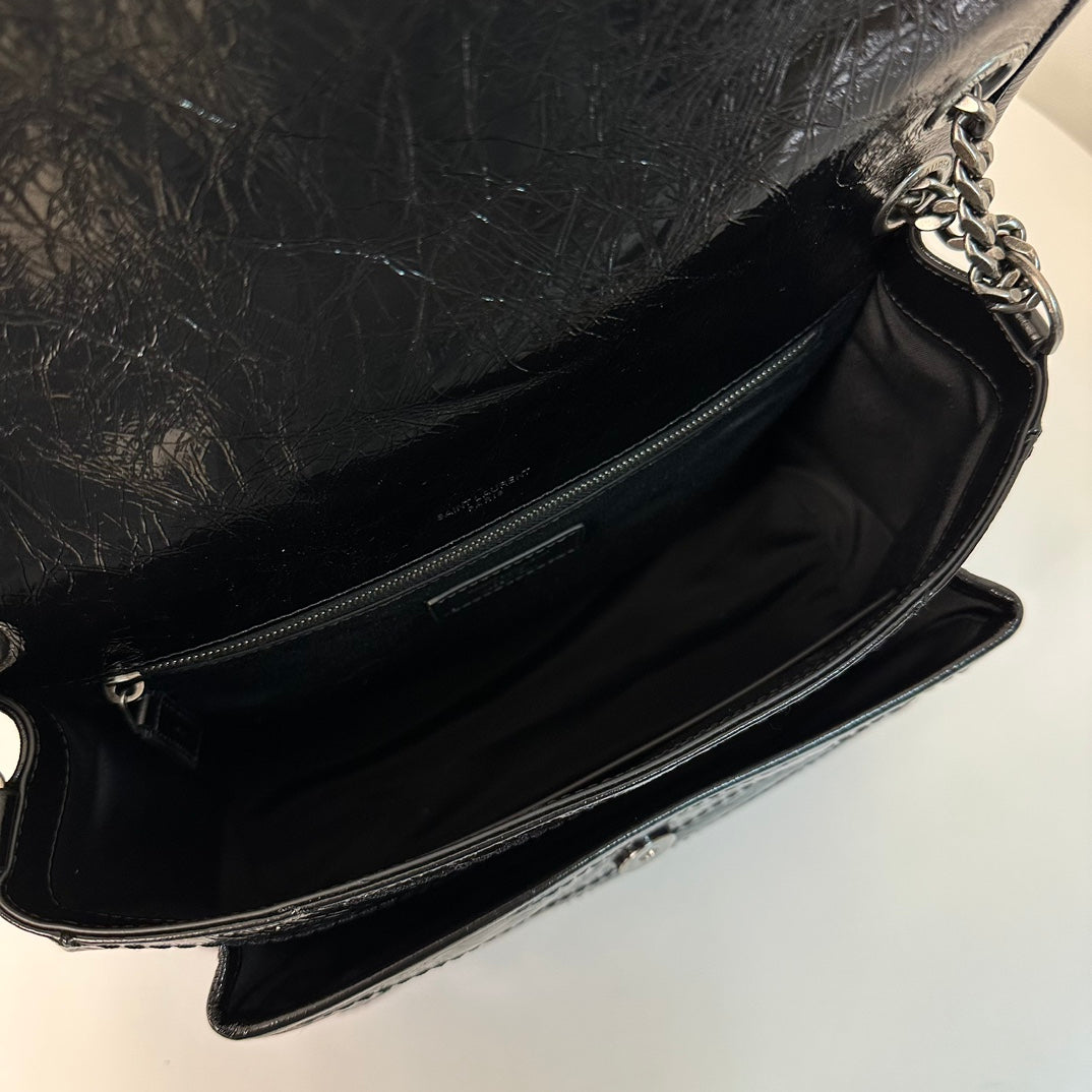 熱銷款 聖Y羅-Niki 28cm 牛皮 黑色古銀鏈