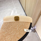 賽C家-2023春夏新款 草編空頂帽 遮陽帽 杏白色