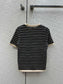 小香家-2403 24春夏最新中古風條紋針織短袖