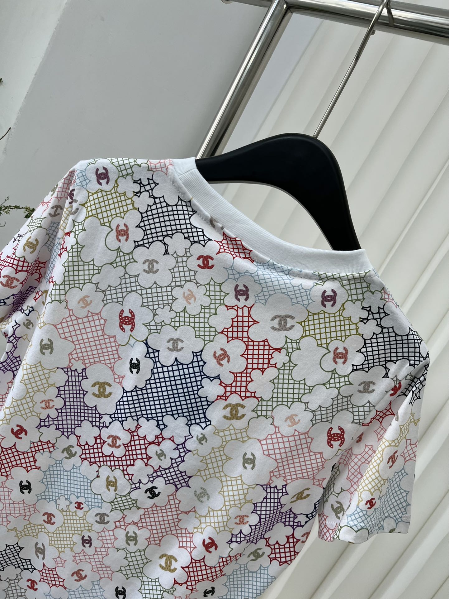 小香風-2403 網格印花訂製絲光全棉TEE