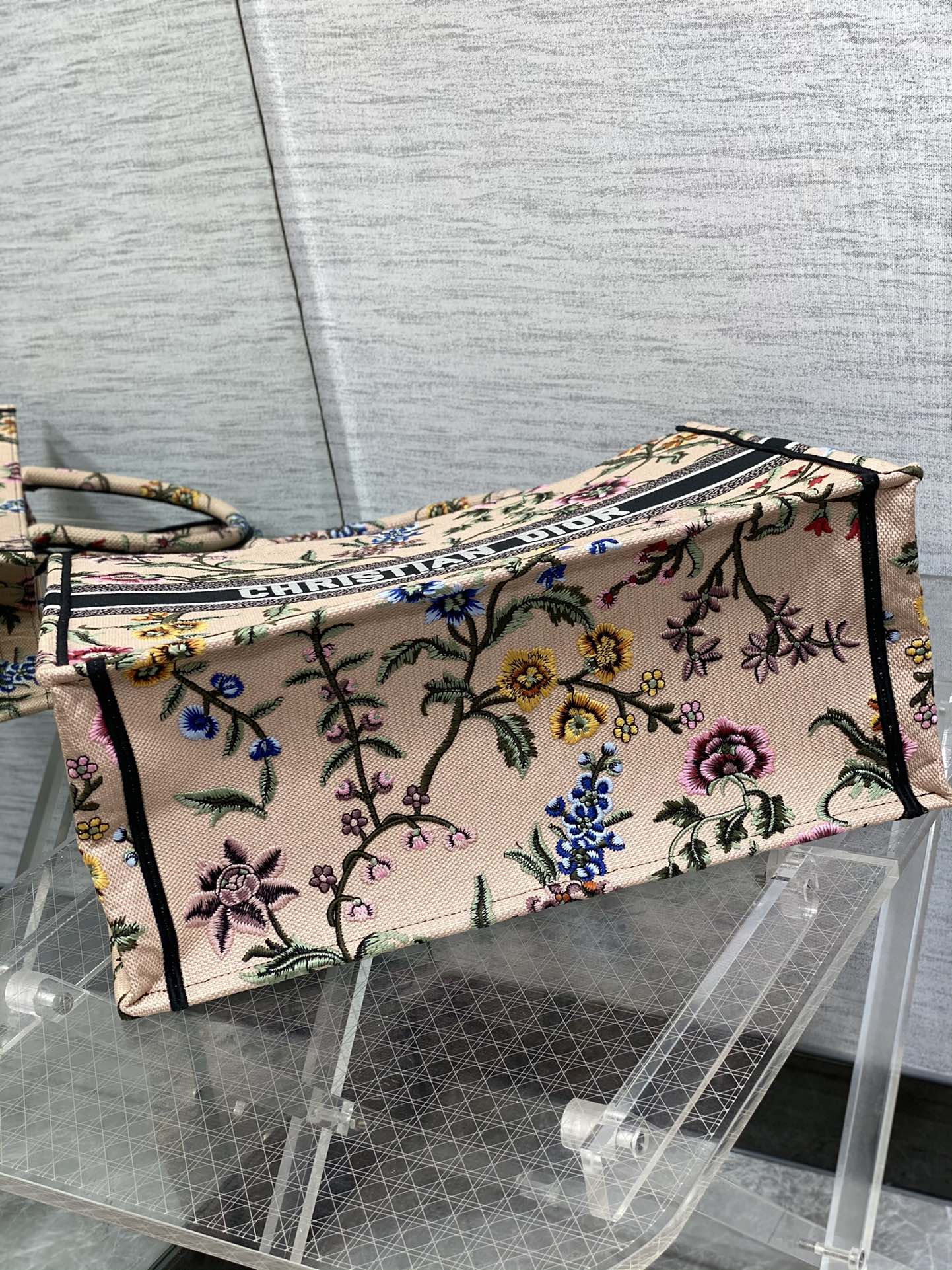 迪D家 Book Tote 刺繡字母粉花 大號41.5cm