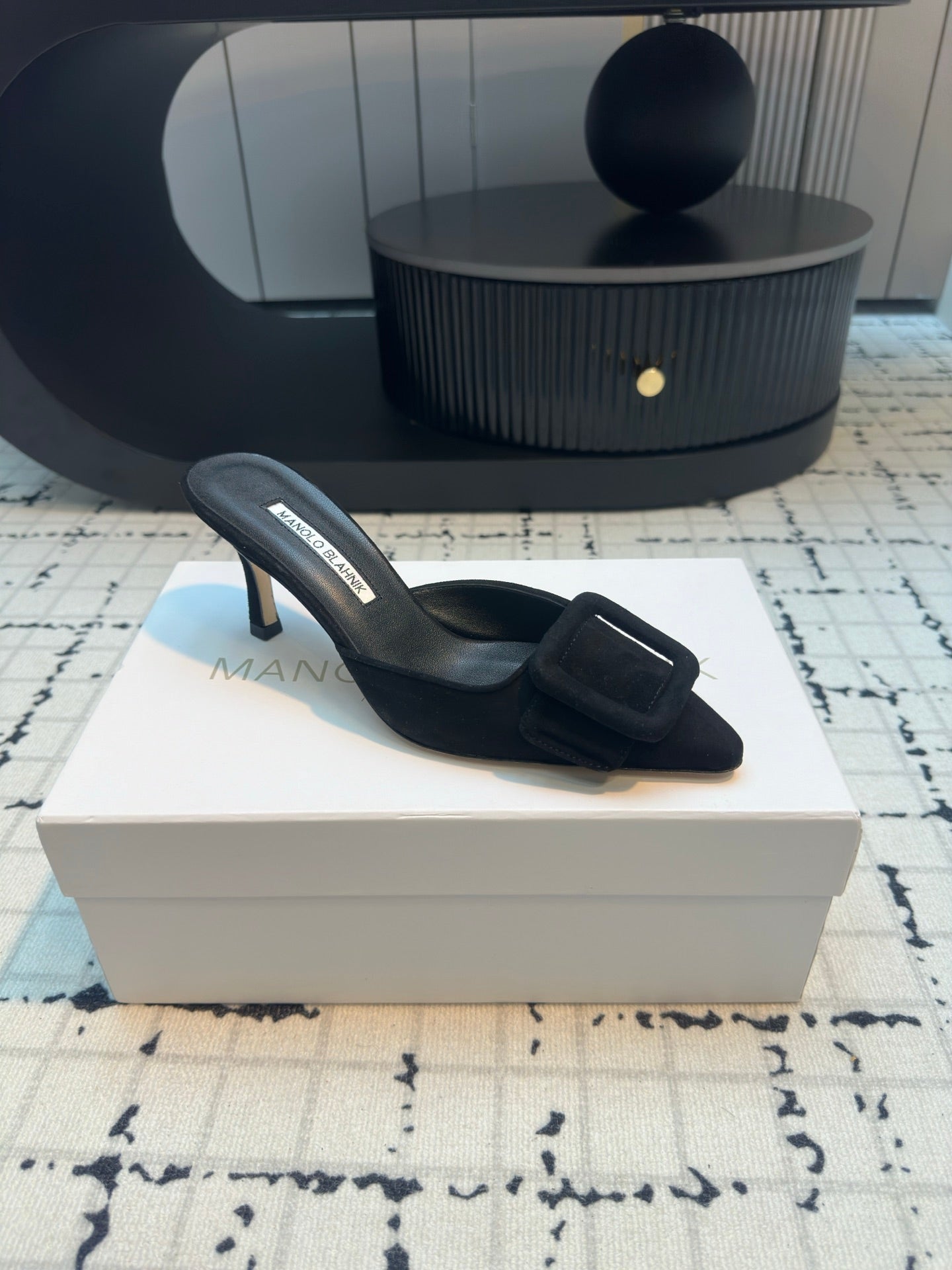 Manolo Blahnik-2024 高跟拖鞋 黑色