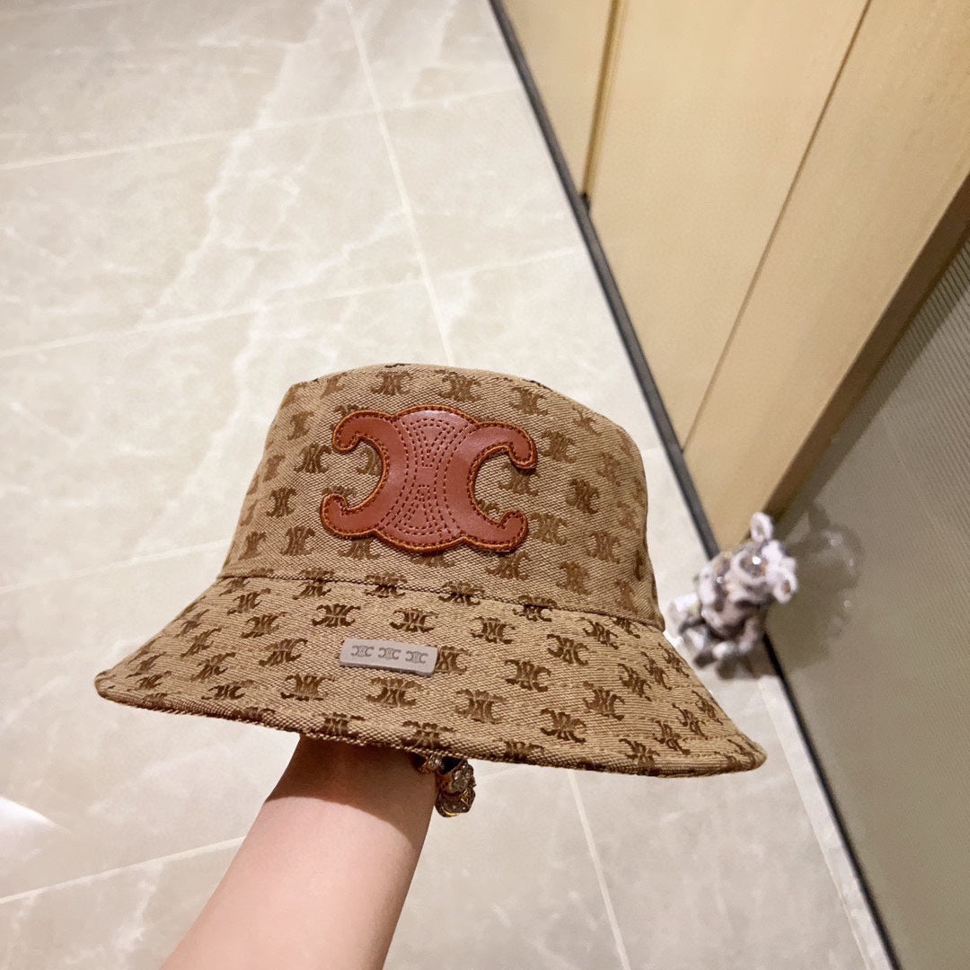賽C家-2023春夏新款 刺繡漁夫帽 杏色