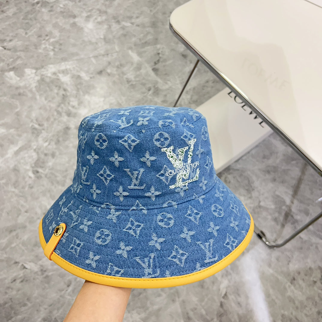 路L家-2024新款皮邊牛仔漁夫帽