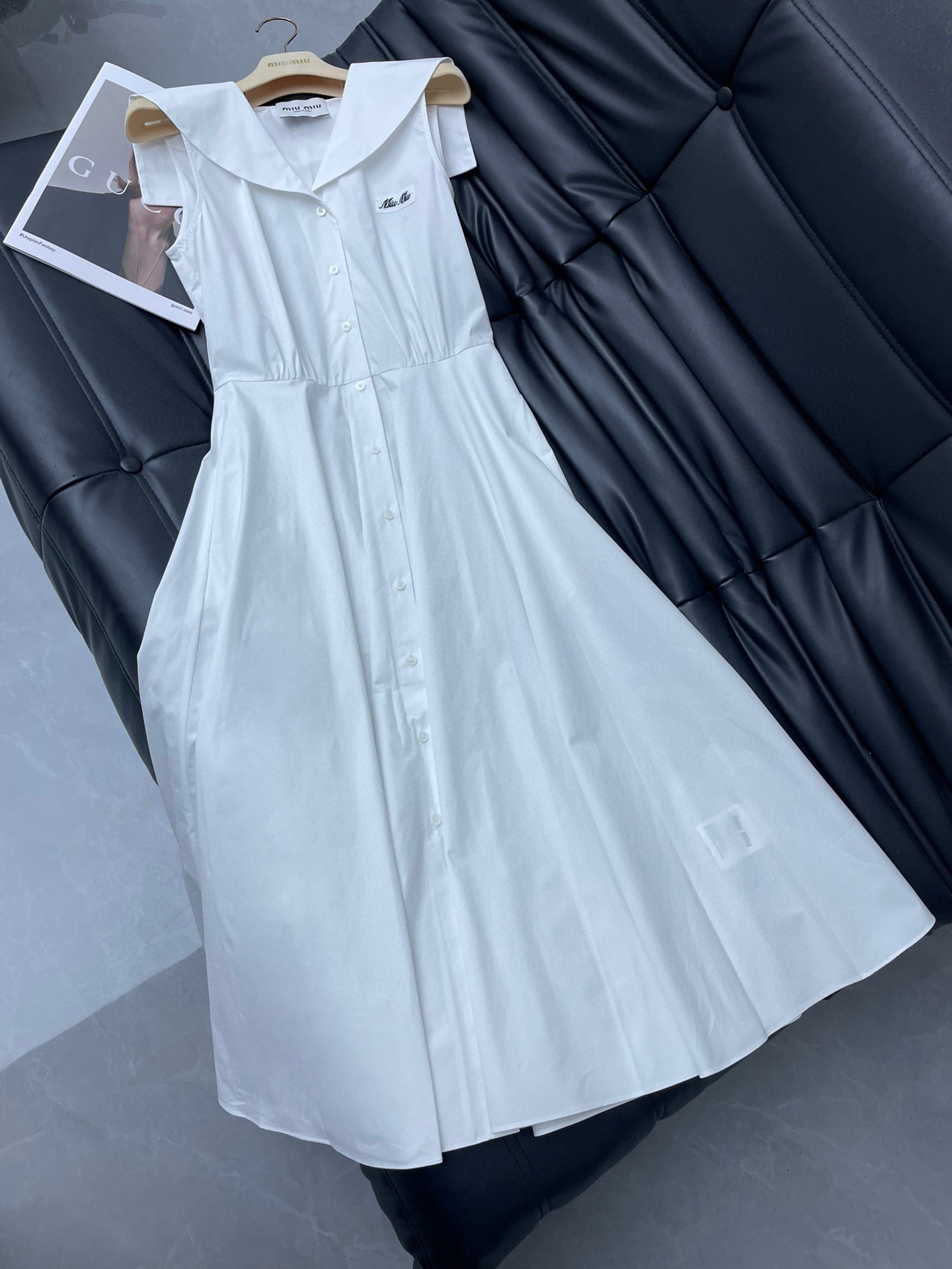 穆M家-2404 24新品上架海軍披肩背心長裙 淺藍