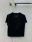 迪D家-2403 24早春最新撞色刺繡高訂百搭TEE 黑色