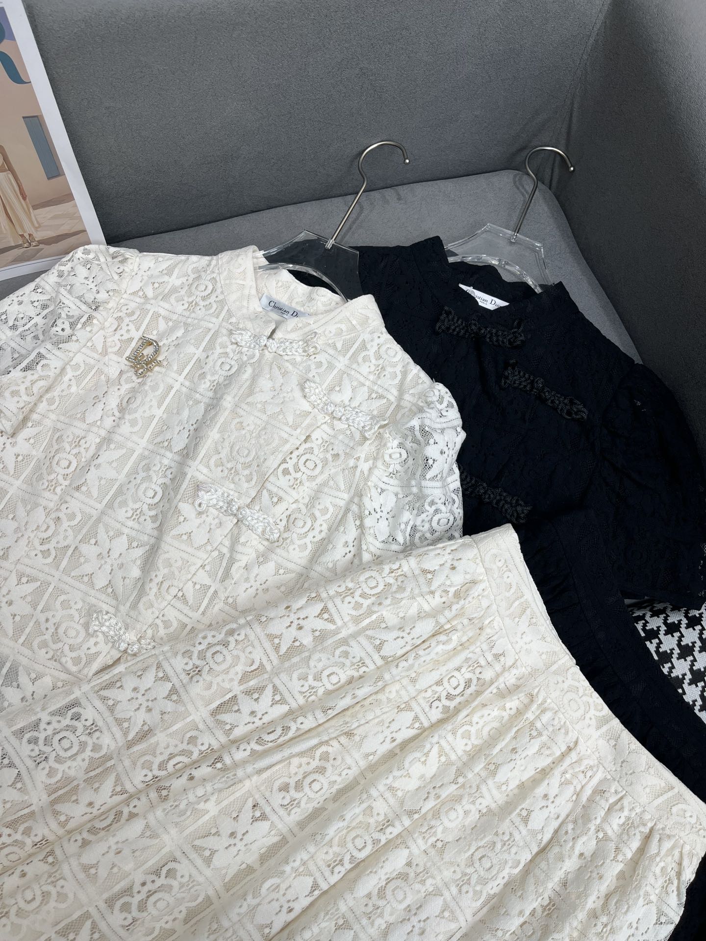 迪D家-2403 24SS春夏新款蕾絲套裝 白色