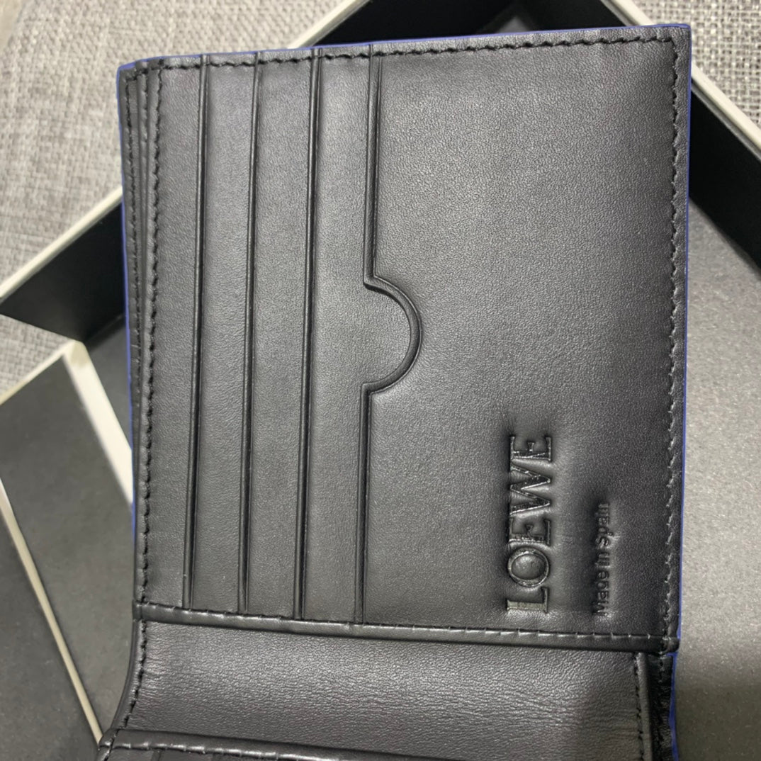 羅L威-Brand bifold wallet系列男士對折短夾 藍色