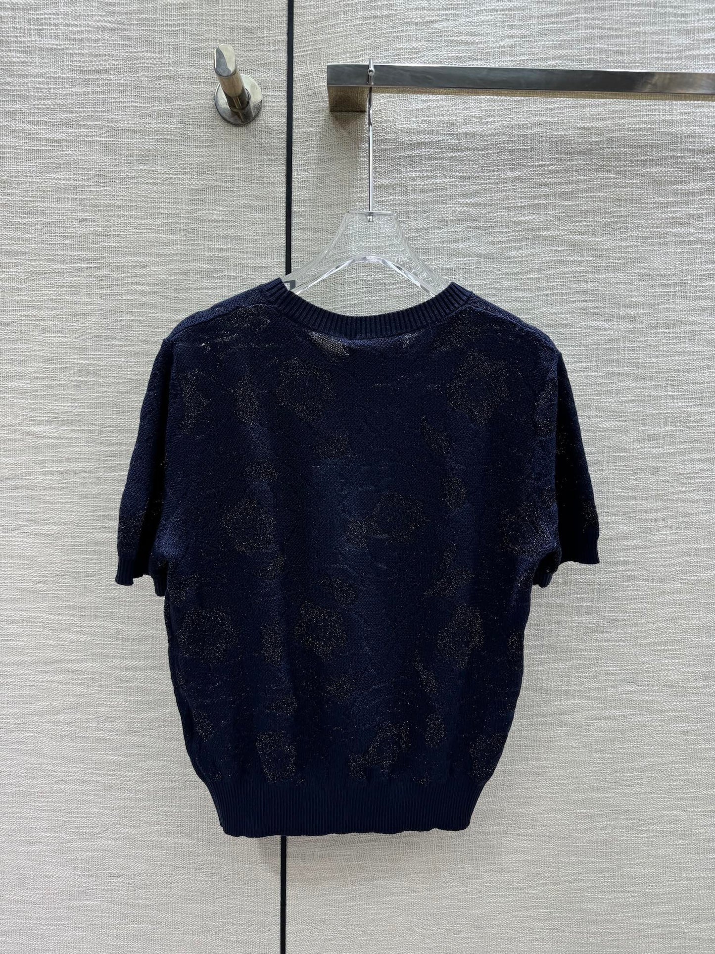 小香家-2403 山茶花針織短袖 藍色