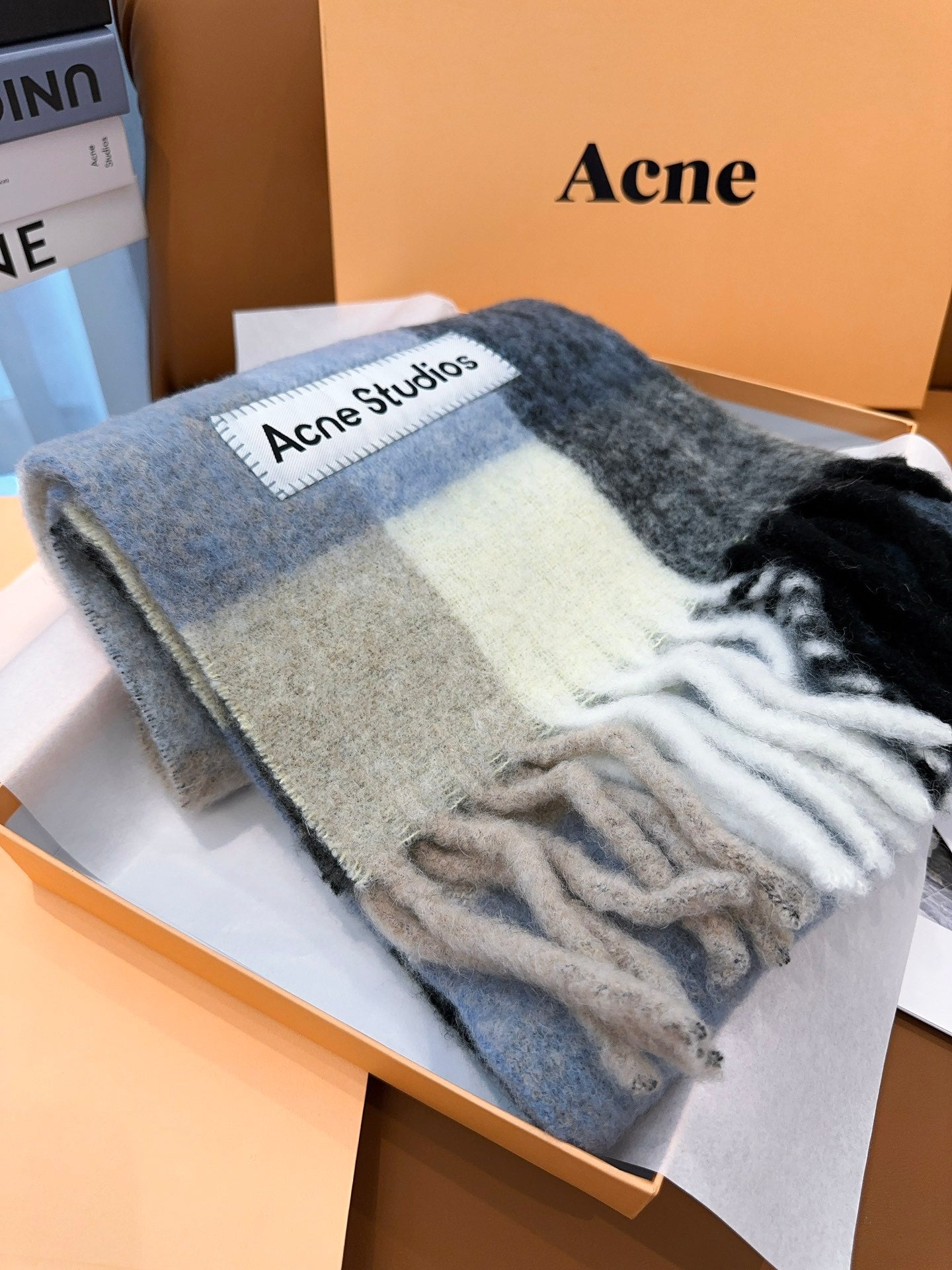 ACNE-2024彩虹圍巾 28*250 灰