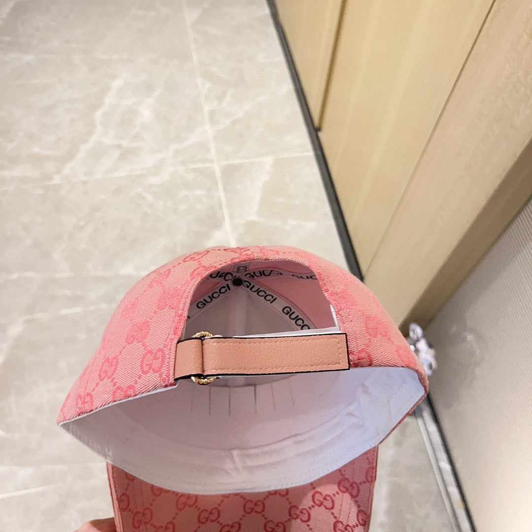 古G家-2023春夏新款 老花棒球帽 粉色