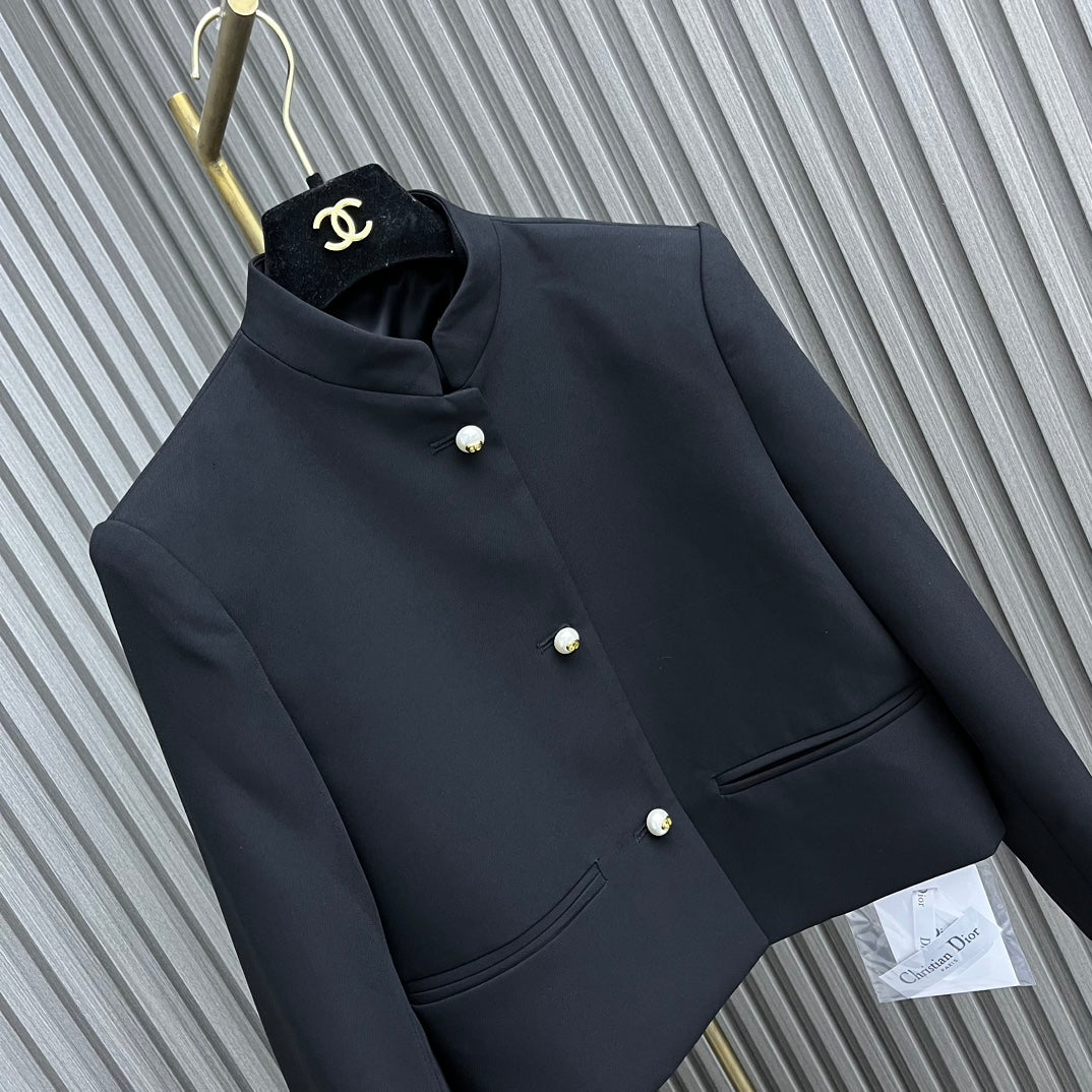 迪D家-2403 24新品上架立領西裝小外套 黑色