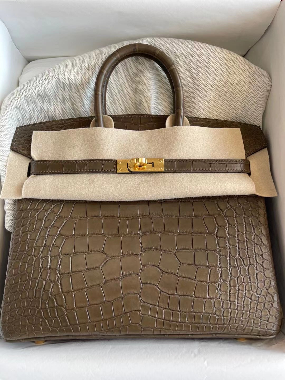 小愛款-Birkin 25 M1牛芷草灰色 金扣