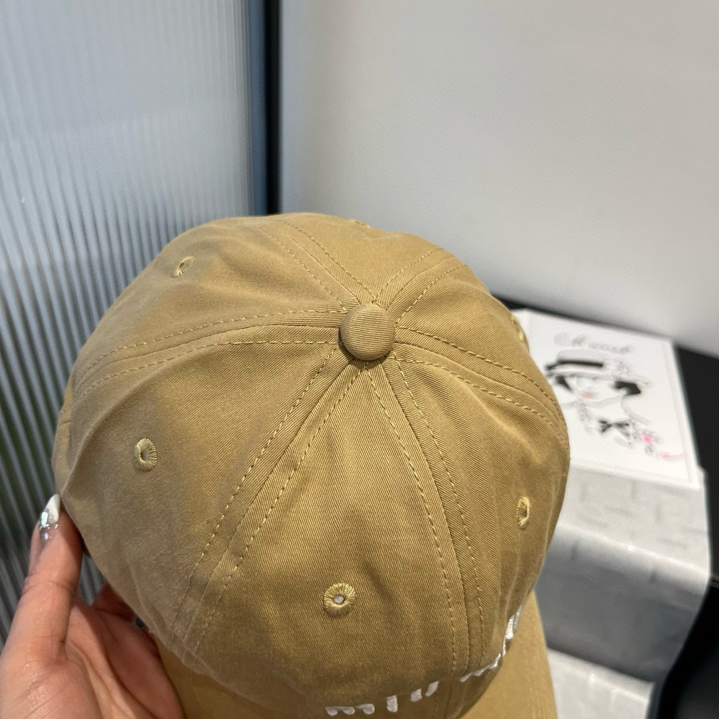 穆m家-刺繡LOGO棒球帽 黃棕色