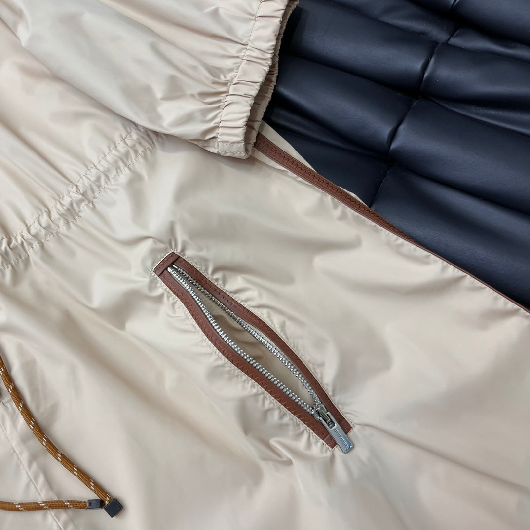 穆M家-2404 24新品上架薄款尼龍拉鍊連身裙 卡其色