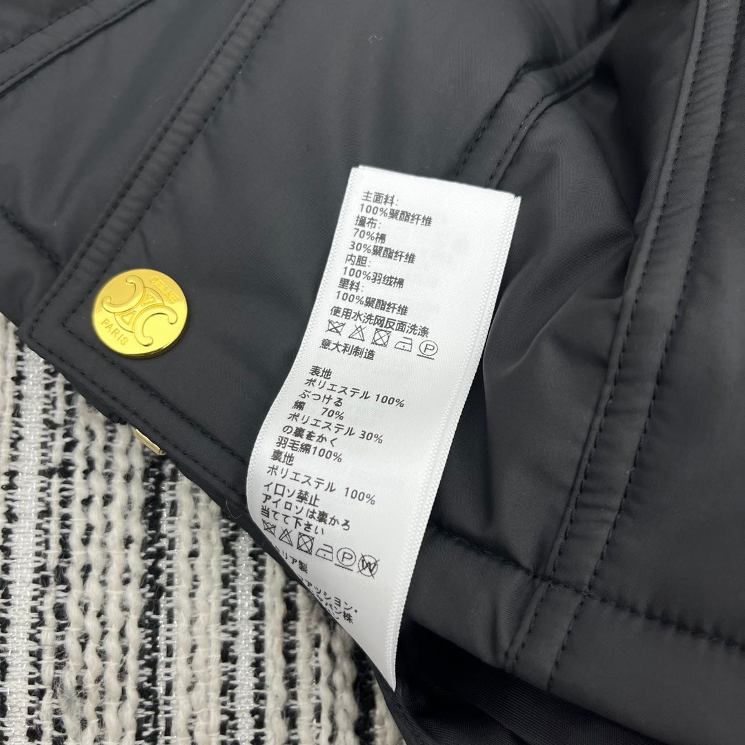 賽C家-2403 拼接黑色燈芯絨棉服外套