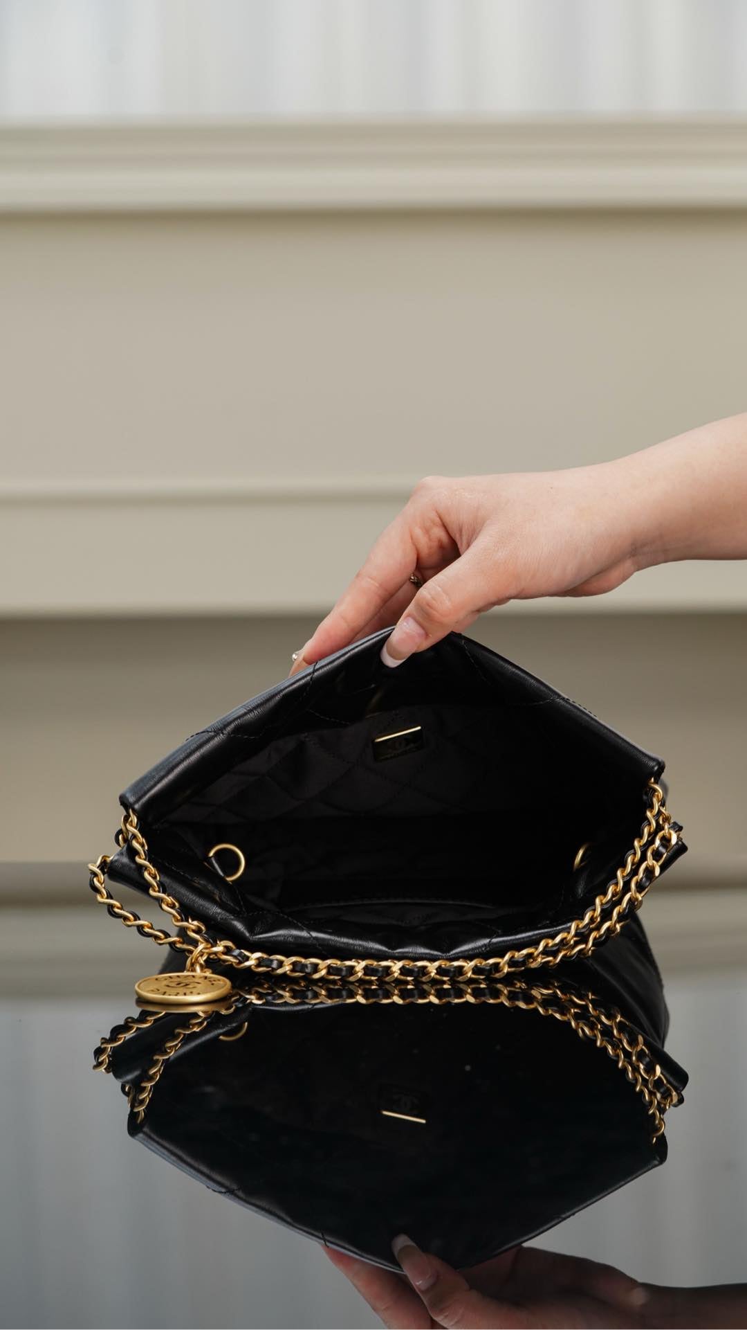 小香家-23s 22Mini bag 原產皮 黑金