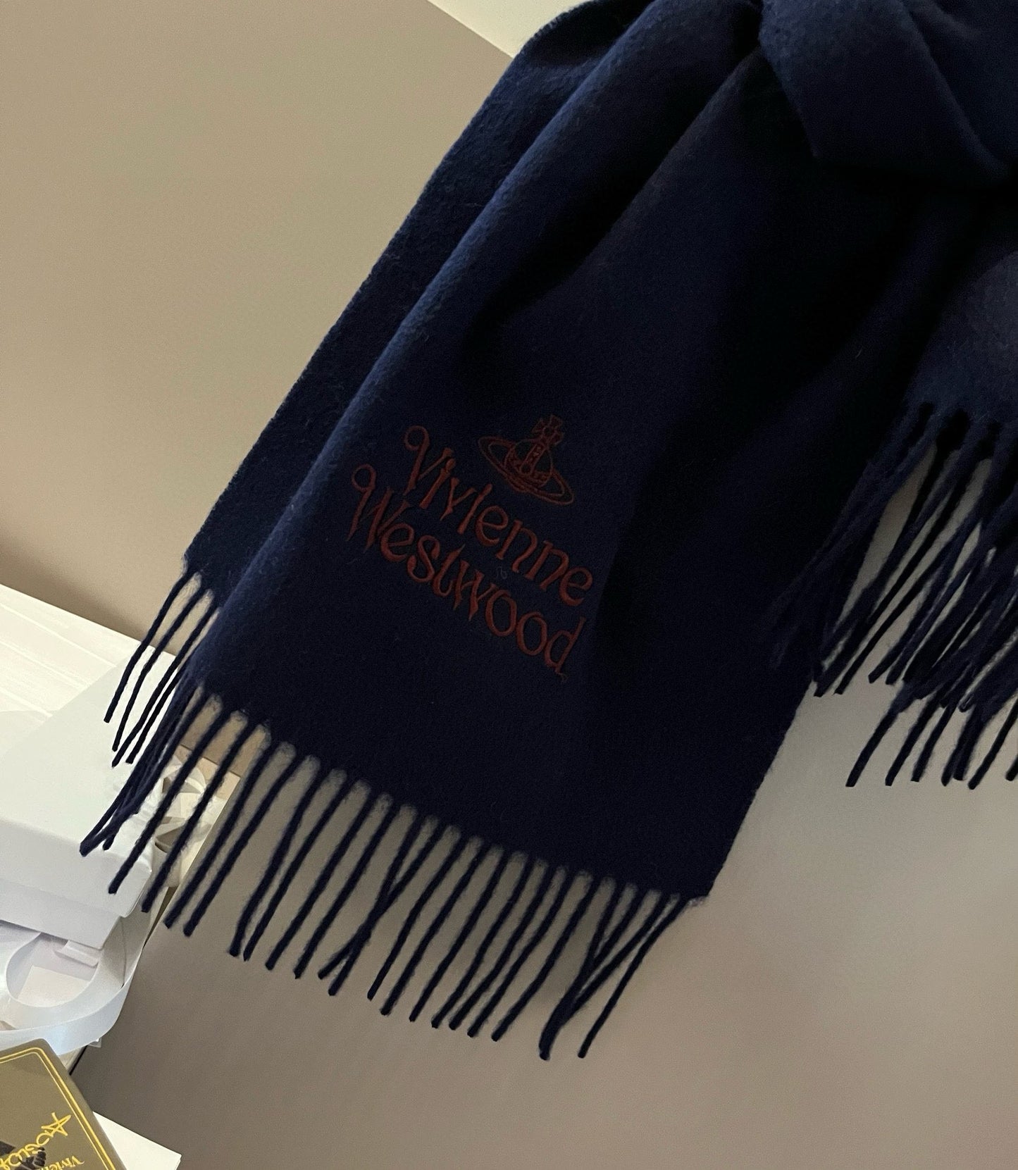 Vivienne westwood-2024經典素色圍巾 藍色