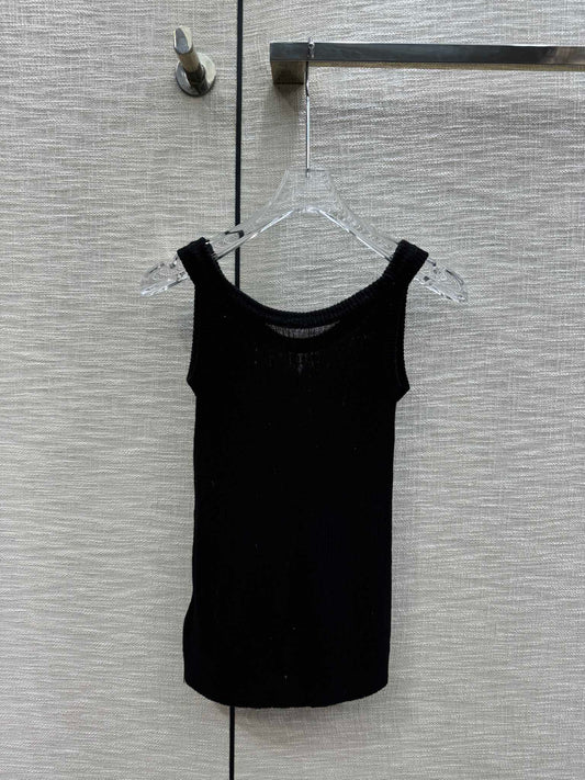 迪D家-2403 純色系修身針織背心 黑色