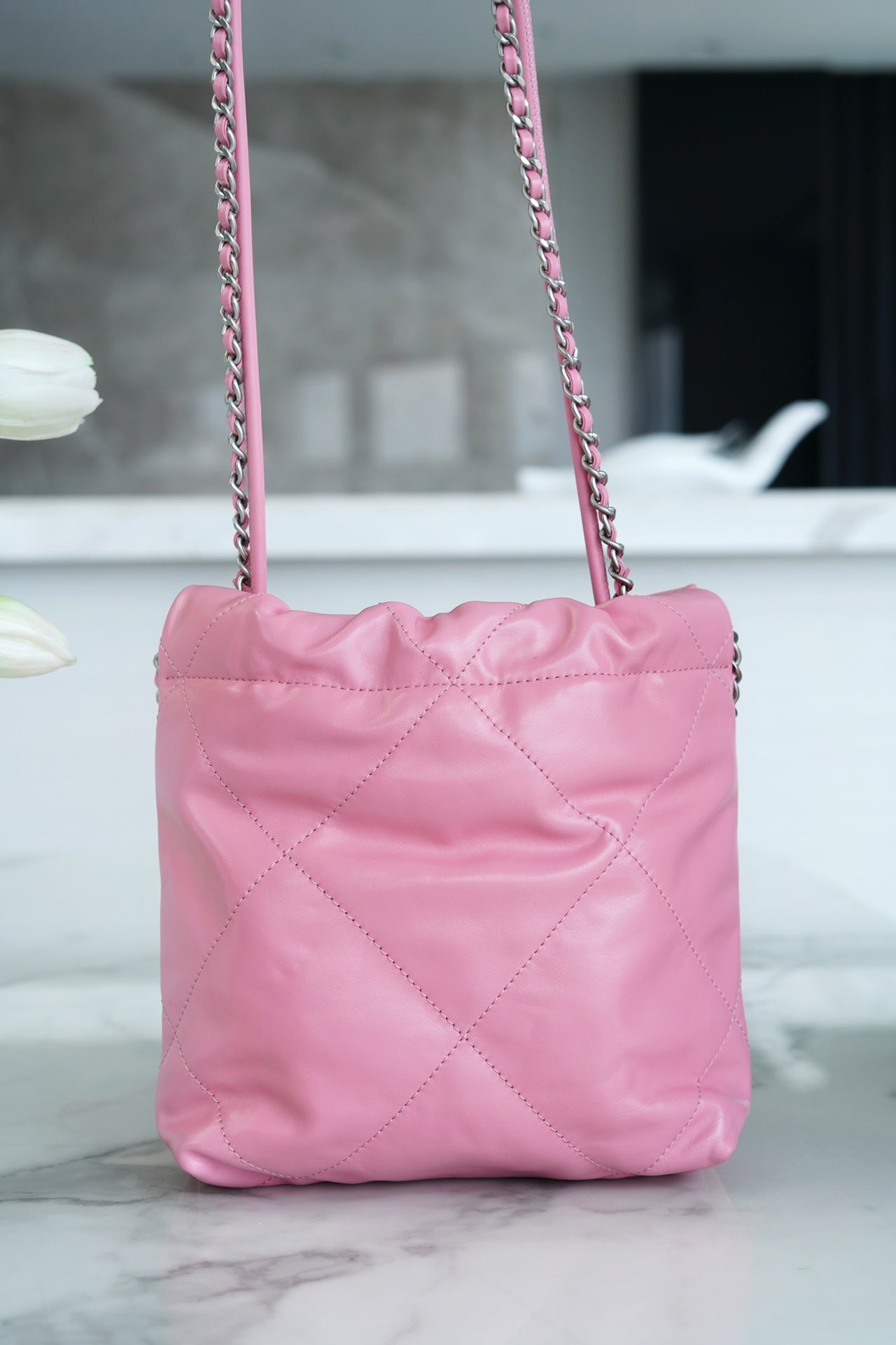 小香家-2023春夏新款 22BAG Mini 粉色銀扣