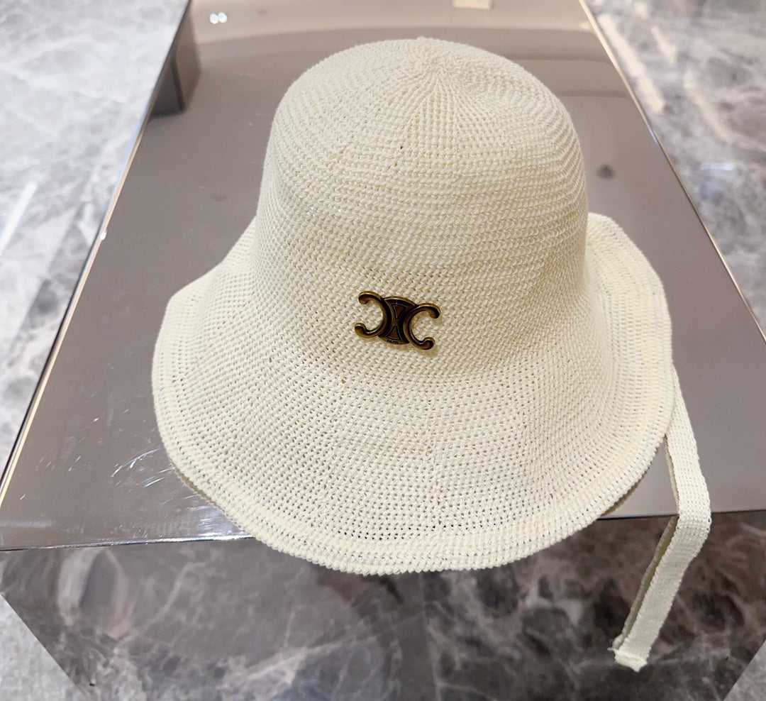 賽C家-春夏新款簡約編織水桶帽 白色