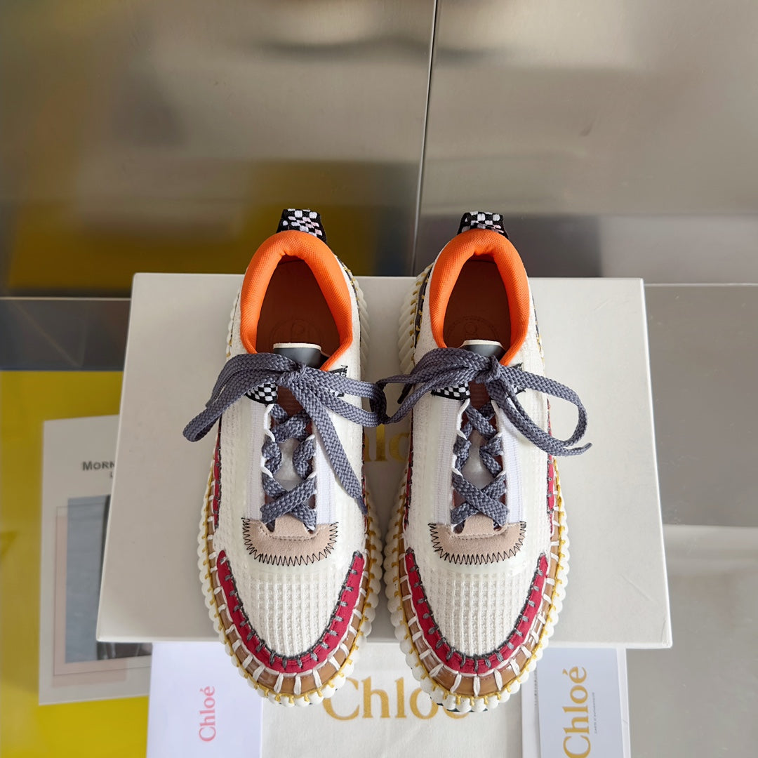 克羅C-Nama sneaker彩虹系列 網面拼色休閒運動鞋 白橘色