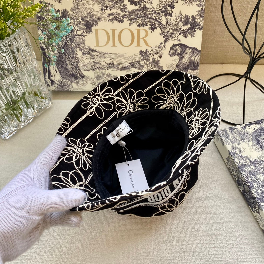 迪D家-早秋新款花朵蕾絲漁夫帽 黑色
