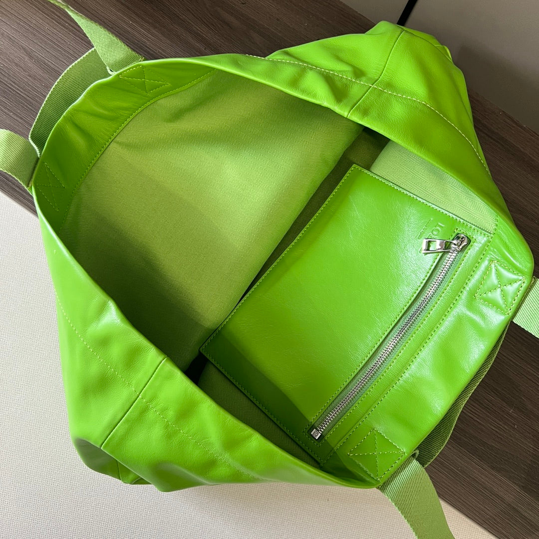 羅L威-Fold Shopper手袋 紙質小牛皮 綠色