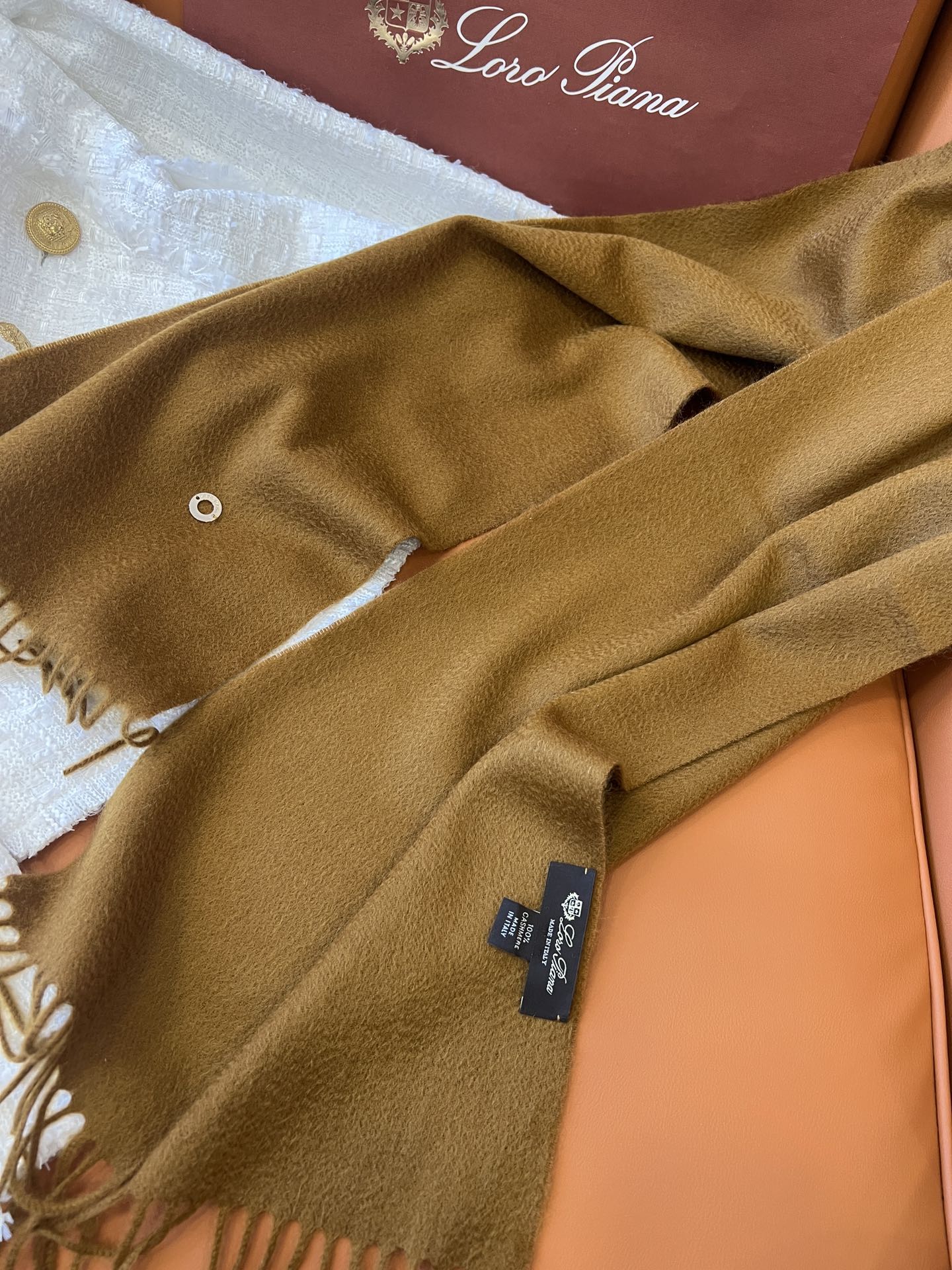 L-Piana-2024羊絨圍巾 180*30 琥珀金