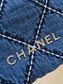小香家-春夏新款 Chanel 22號手袋 菱格紋縫線牛仔布 小號