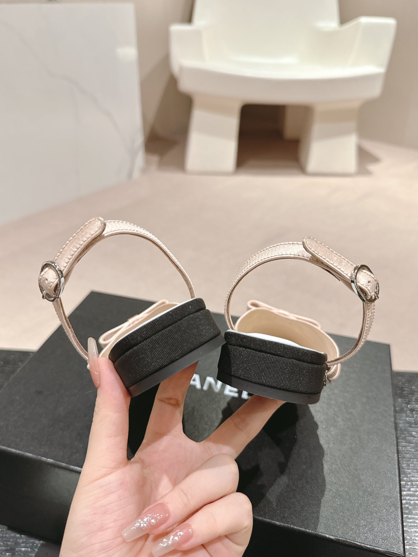 小香家-2024緞帶低跟鞋 粉色