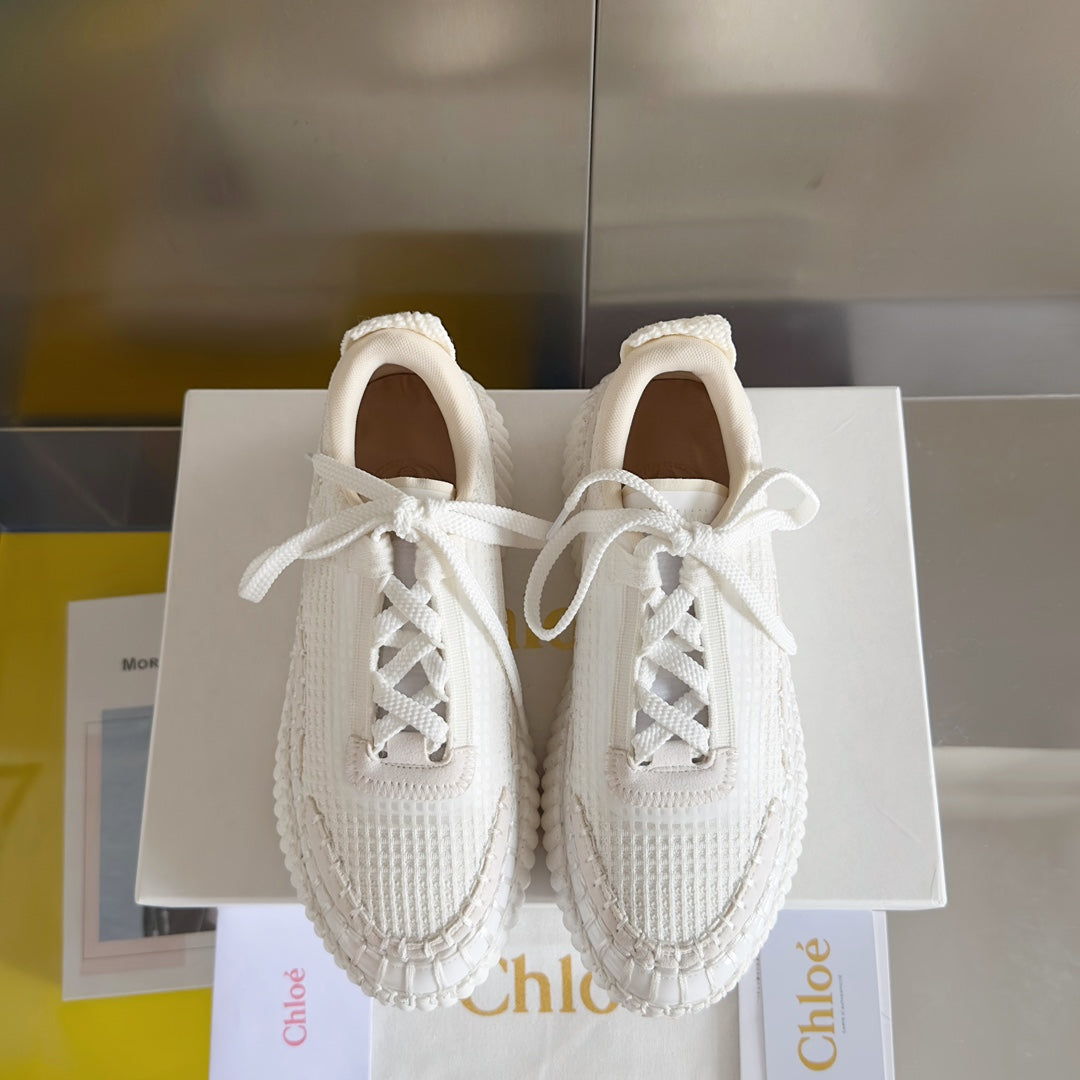 克羅C-Nama sneaker彩虹系列 網面拼色休閒運動鞋 全白色