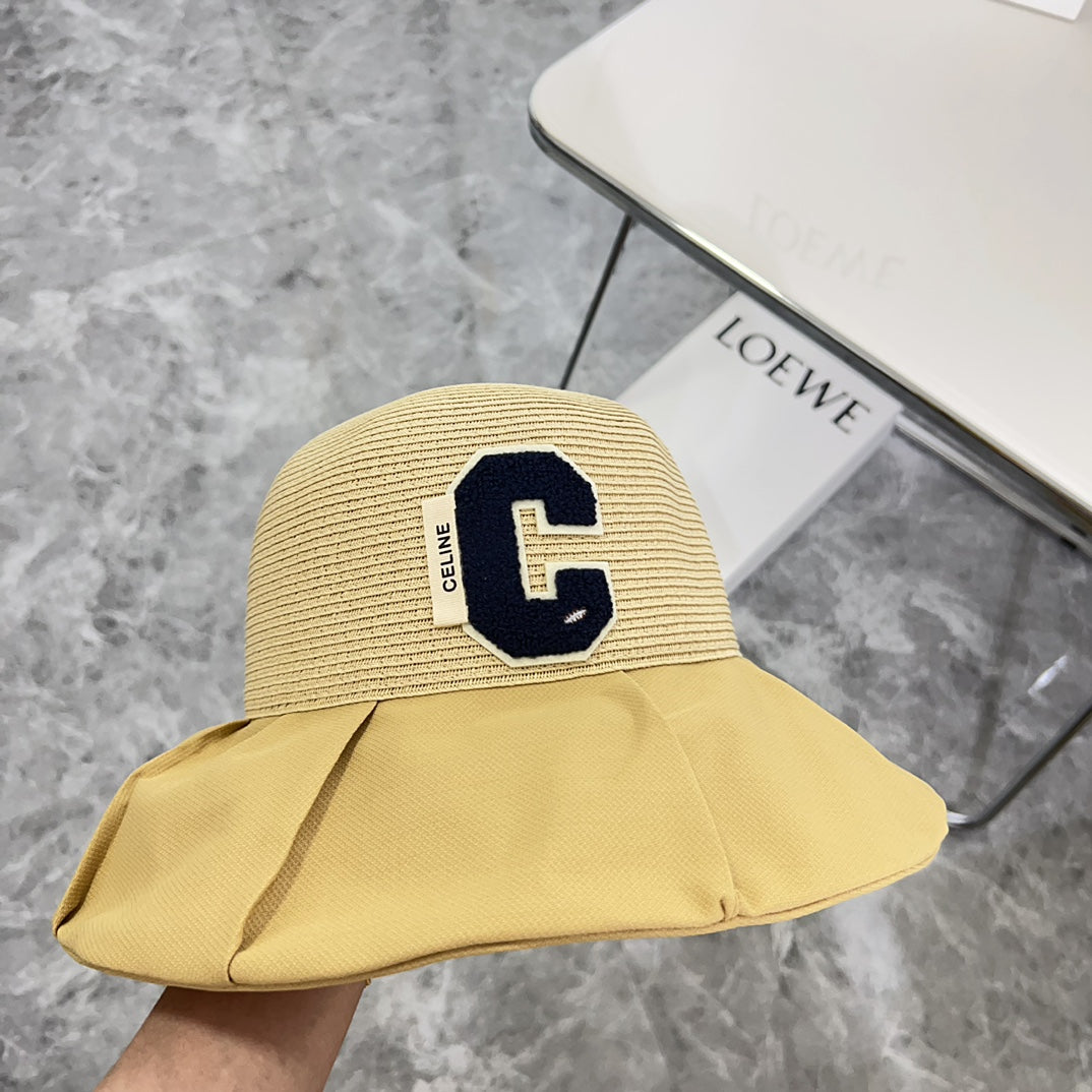 賽C家-2024新款拼接蝴蝶結遮陽帽 卡其色