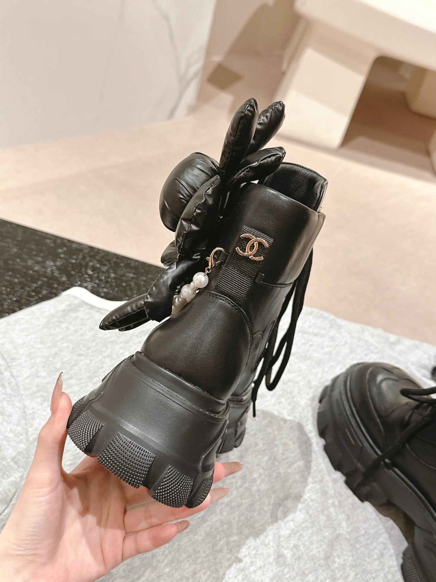 小香家-2024厚底高筒鞋 黑色