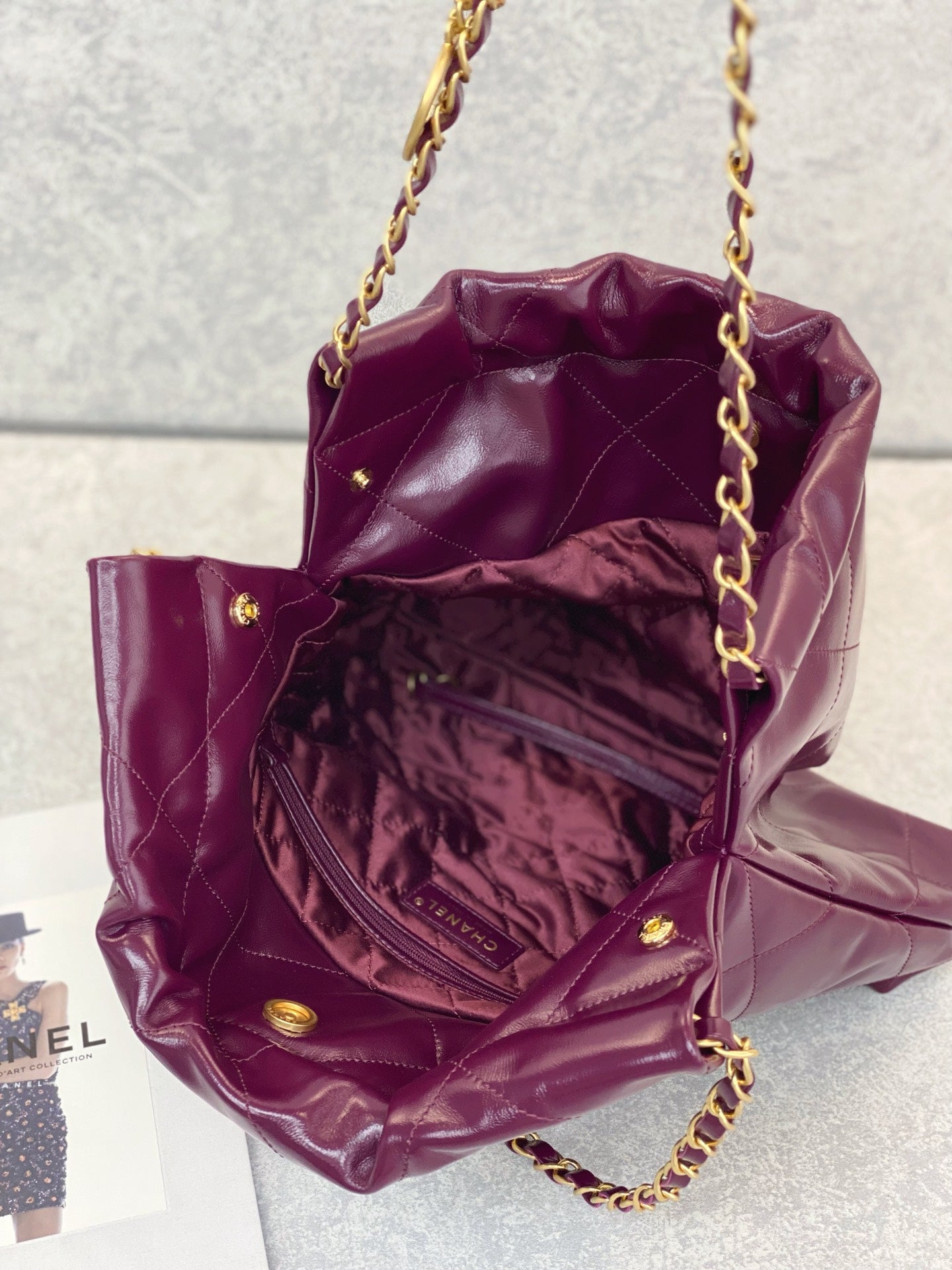 小香家-2023春夏新款 22BAG 中號 酒紅色