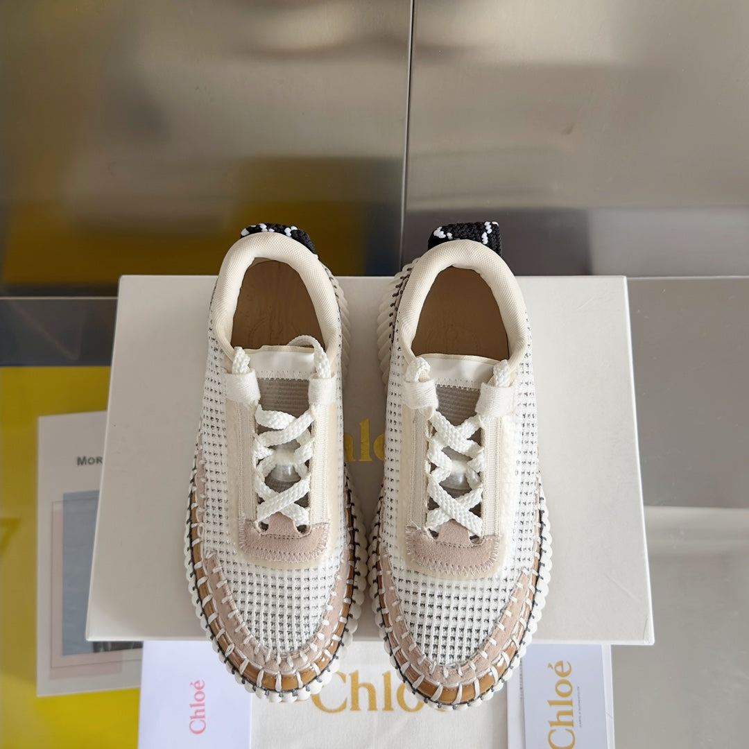 克羅C-Nama sneaker彩虹系列 網面拼色休閒運動鞋 杏粉色
