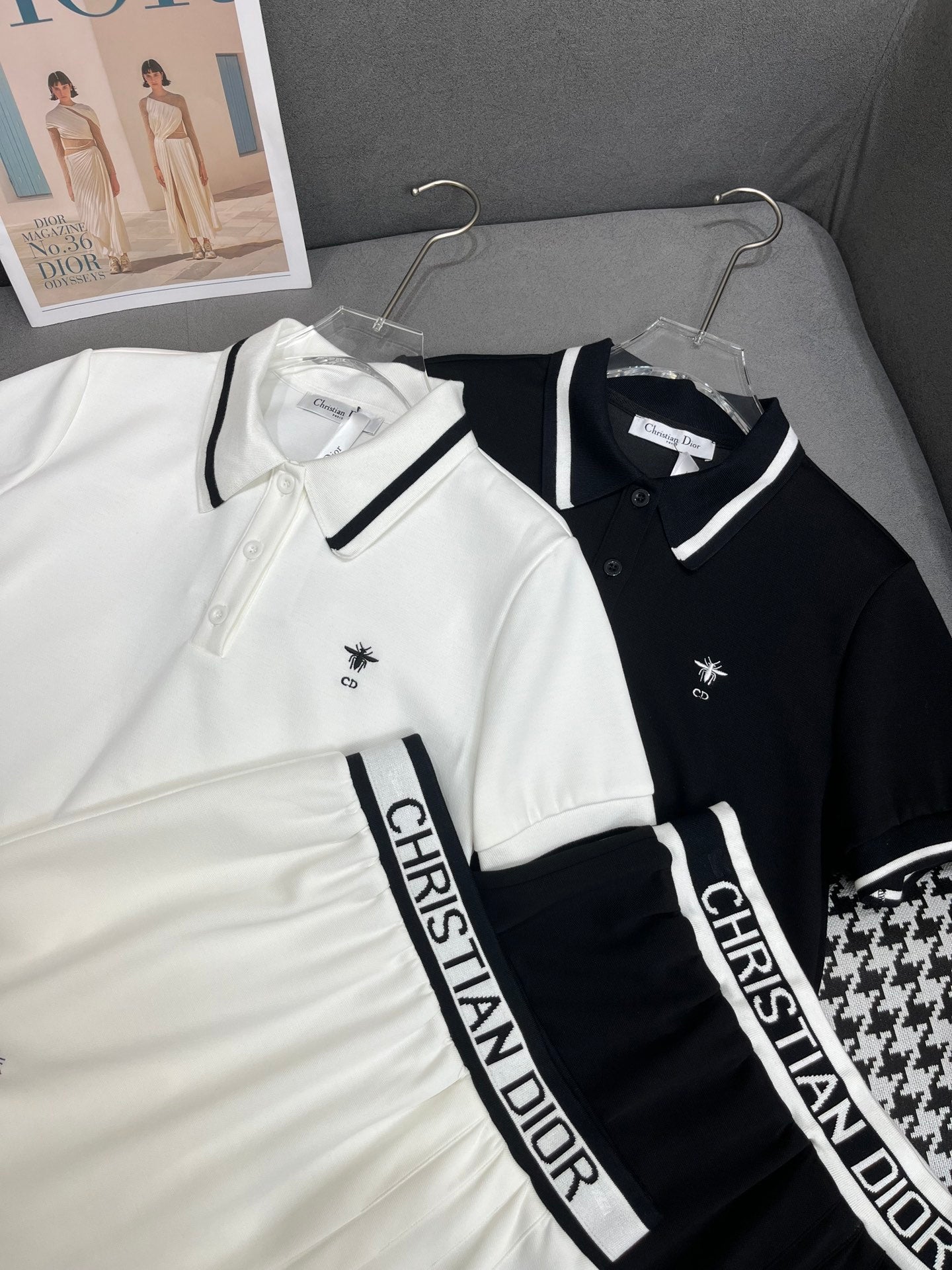 迪D家-2403 24SS春夏新款Polo翻領短袖半裙套裝 黑色