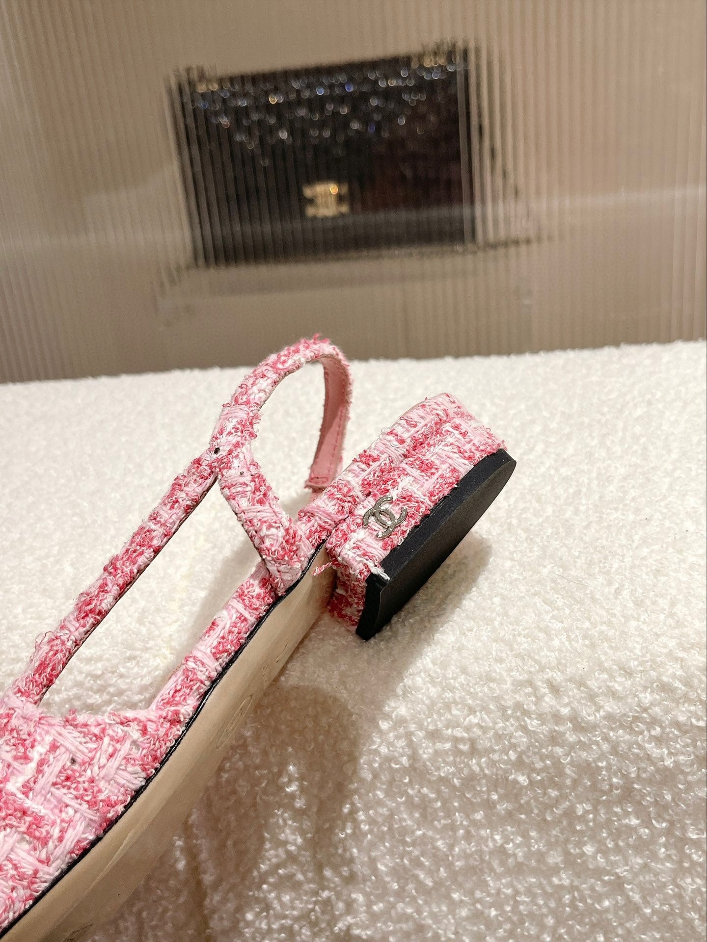 小香家-經典款 slingback 後空拼色平底涼鞋 粉色
