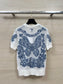 迪D家-2403 24早春新品重工蝴蝶花卉刺繡羊絨針織短袖上衣 白色