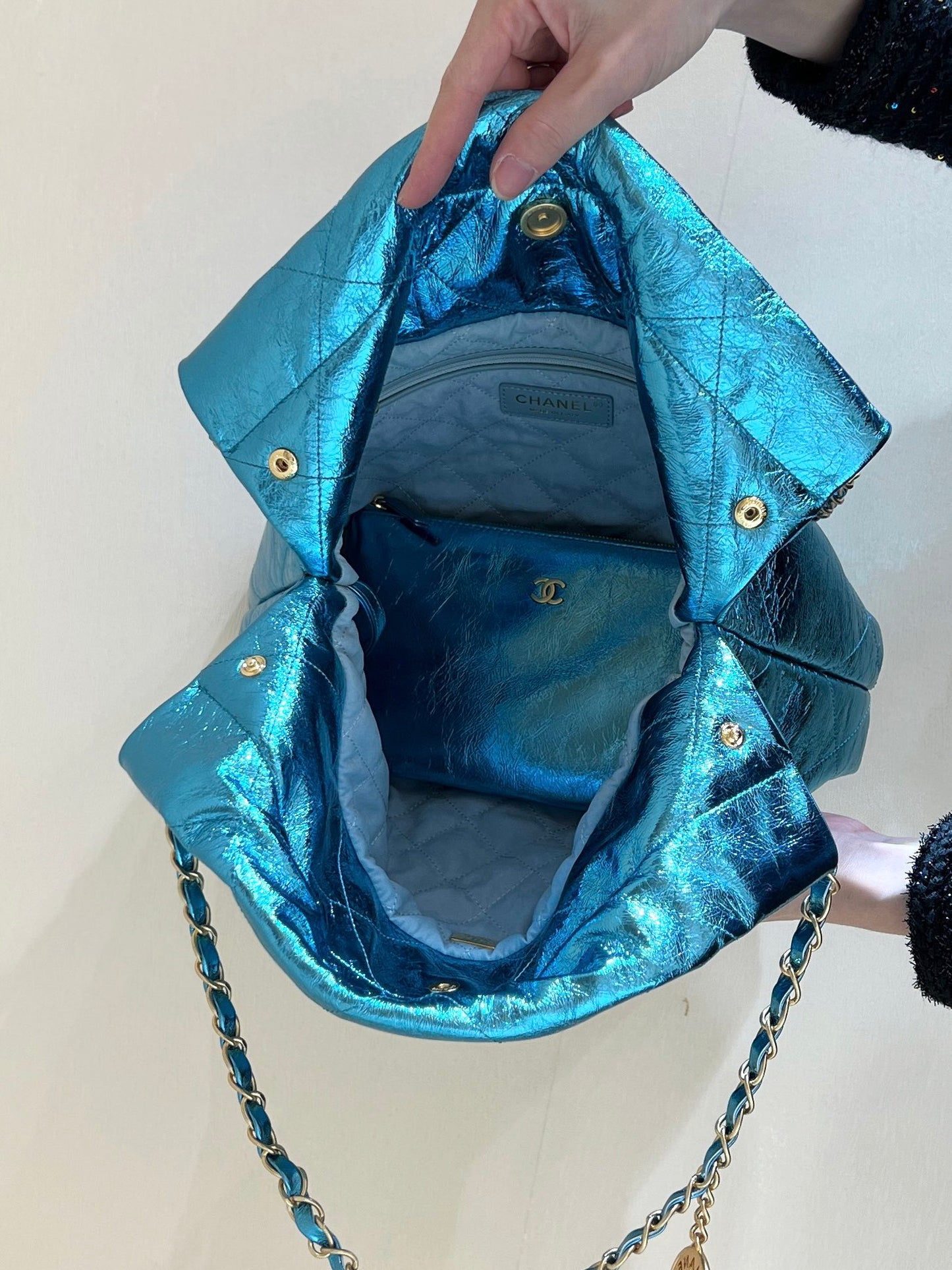 小香家-25C 22Bag 金屬皮 藍色